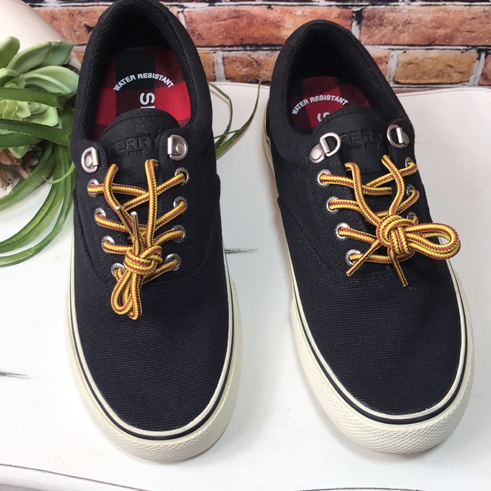 💙Sperry Men’s Striper Storm Top Sider Black Canvas Sneaker